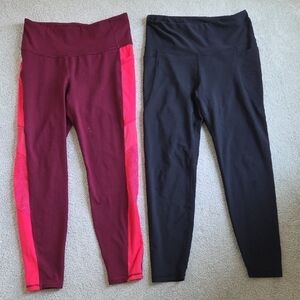Old Navy Maroon and Black Leggings Girls' Size Large
